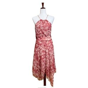 BCBGMaxAzria Multi Tier Halter Style Dress. Red and Cream Size 10 #1176
